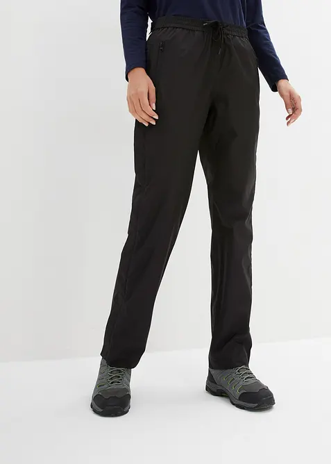 Ultraleichte Schlupf-Regenhose mit seitlichem Reißverschluss, wasserdicht in schwarz von vorne - bonprix
