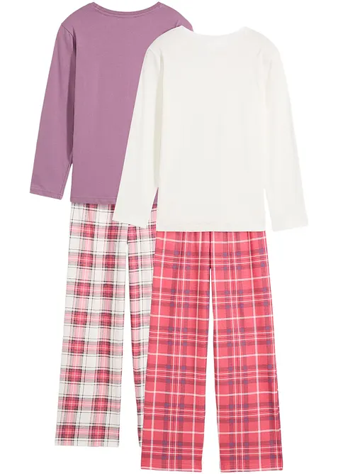 Pyjama aus reiner Bio-Baumwolle (4-tlg. Set) in weiß von hinten - bonprix