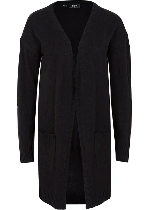 Longstrickjacke in schwarz von vorne - bonprix