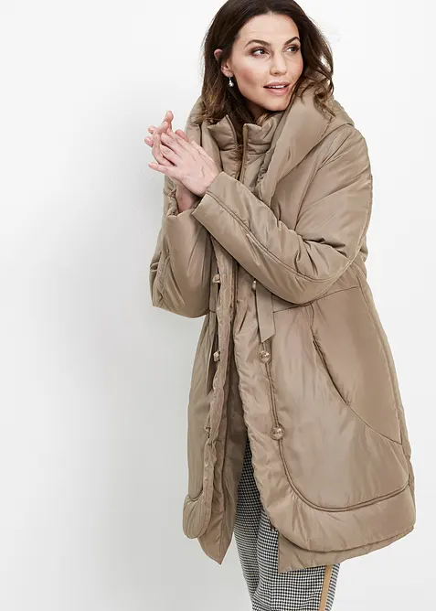Kurzmantel in Loose Fit in braun von vorne (Totalaufnahme) - bonprix