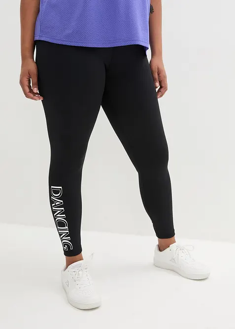 Knöchelfreie Sport-Leggings, schnelltrocknend in schwarz von vorne - bonprix