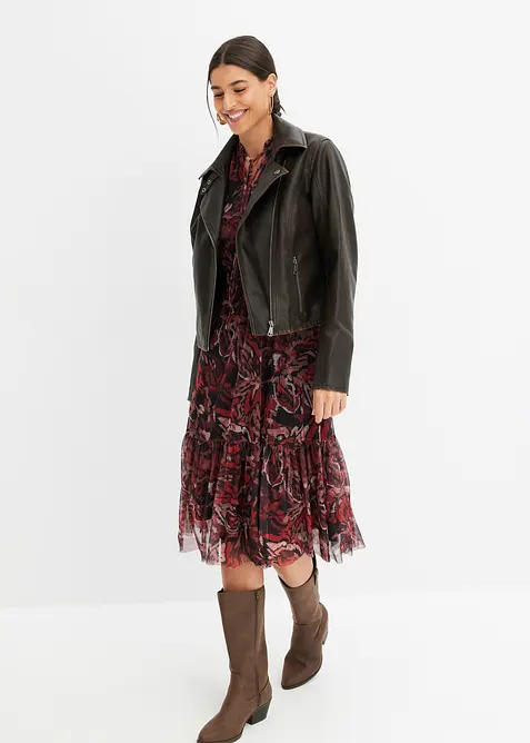 Mesh-Midikleid in schwarz im Look von vorne (Totalaufnahme) - bonprix