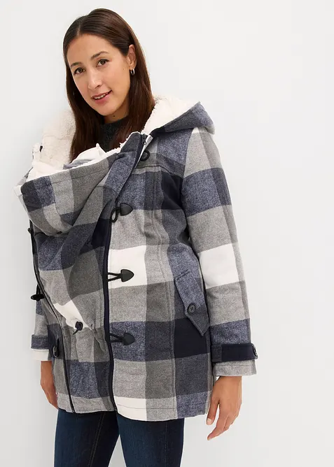 Woll-Umstandsjacke mit Teddyfutter / Tragejacke in blau von vorne (im Anschnitt) - bonprix