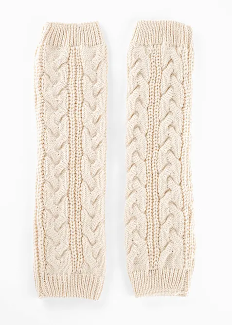 Beinstulpen mit Zopfmuster in beige von vorne - bonprix