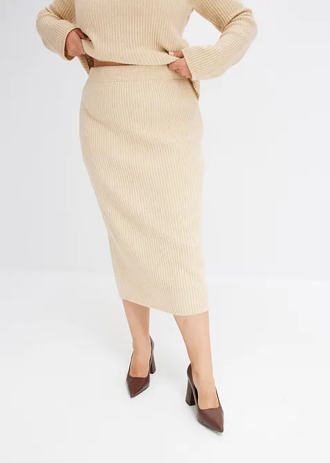Bleistiftrock in beige von vorne - bonprix