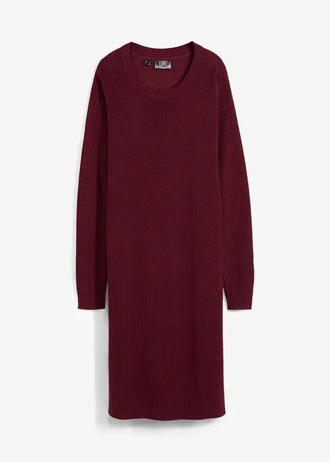 Oversize-Strickkleid aus Rippstrick Baumwoll-Mix in rot von vorne - bonprix