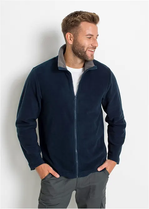 Fleecejacke in Regular Fit in blau von vorne (im Anschnitt) - bonprix