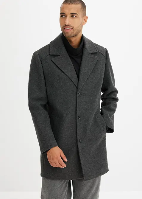 Kurzmantel mit Woll-Anteil in grau von vorne (Totalaufnahme) - bonprix