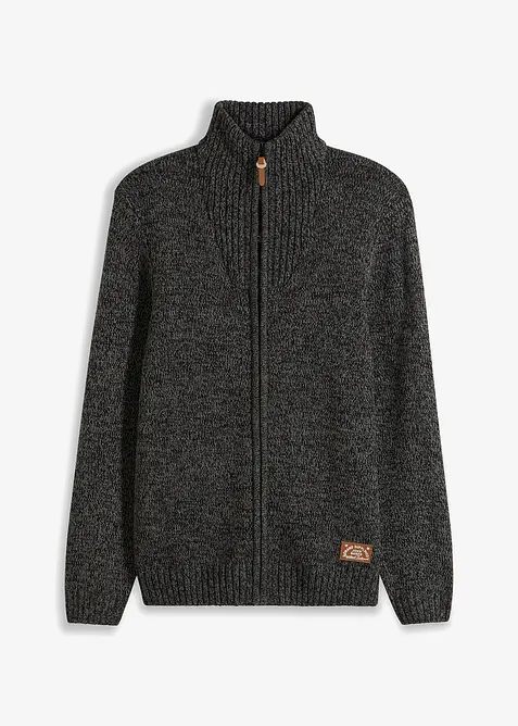 Grobstrickjacke mit Stehkragen in grau von vorne - bonprix