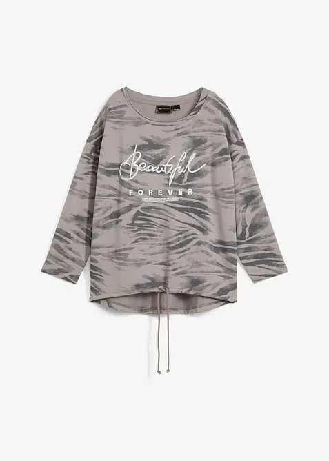 Langarmshirt aus Baumwoll-Mix in grau von vorne - bonprix