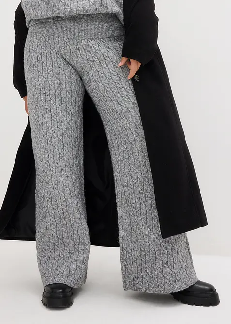 Strickhose mit Zopfmuster in grau von vorne - bonprix