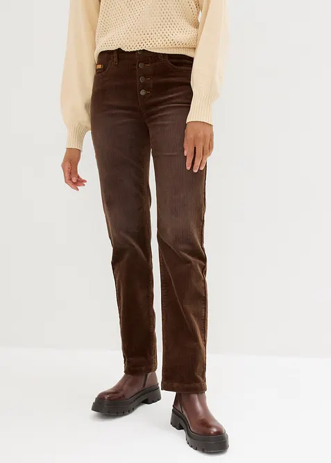 Cordhose aus elastischem Baumwoll-Mix in braun von vorne - bonprix