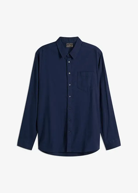 Flanellhemd aus Baumwolle in Regular-Fit in blau von vorne - bonprix
