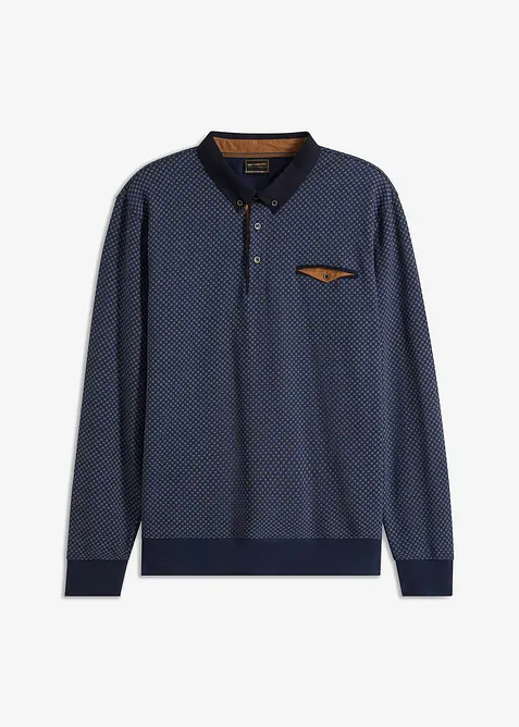Polo-Sweatshirt aus reiner Bio-Baumwolle in blau von vorne - bonprix