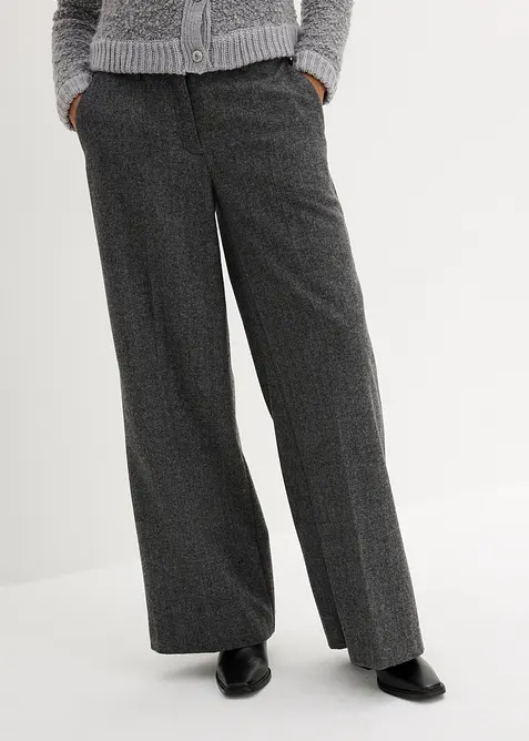 Wollhose mit Fischgratmuster in grau von vorne - bonprix