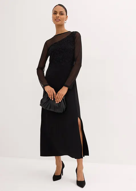 Abendkleid mit Spitze in schwarz im Look von vorne (Totalaufnahme) - bonprix