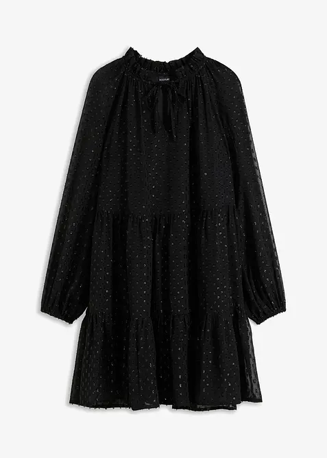 Tunika-Kleid mit Glitzereffekt in schwarz von vorne - bonprix