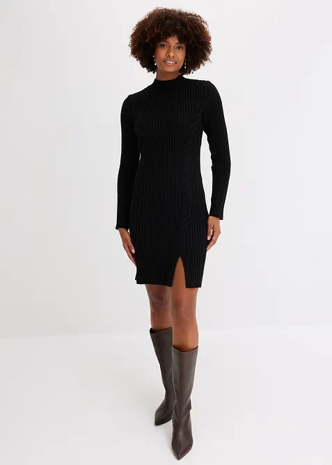 MOLERANI Strickkleid Damen – Langärmlig, V-Ausschnitt, Mit Bindegürtel, A-Linie, Praktische Taschen, Aus Polyester/Elasthan (Größen S-2XL)