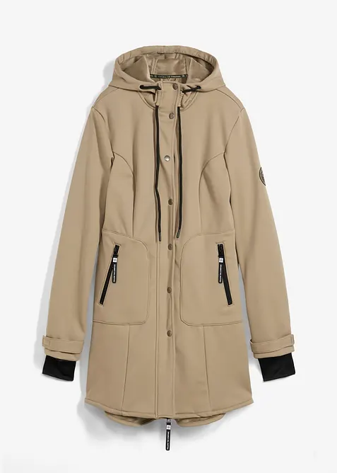 Super Stretch Softshell-Parka, wasserabweisend in grün von vorne - bonprix