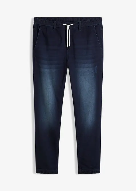 Regular-Fit Jeans-Jogger mit Dehnbund, Straight in blau von vorne - bonprix