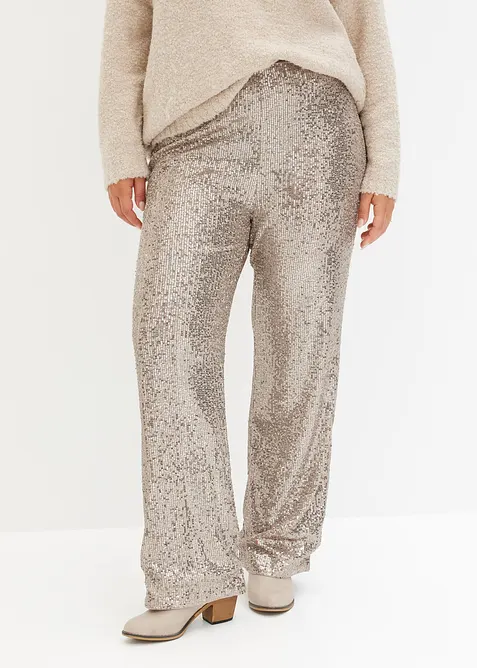 Paillettenhose mit Bequembund in grau von vorne - bonprix
