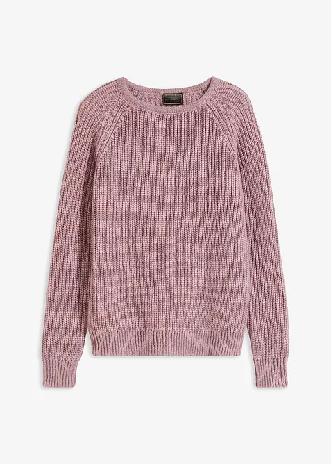Grobstrickpullover mit Glanzgarn in rosa von vorne - bonprix