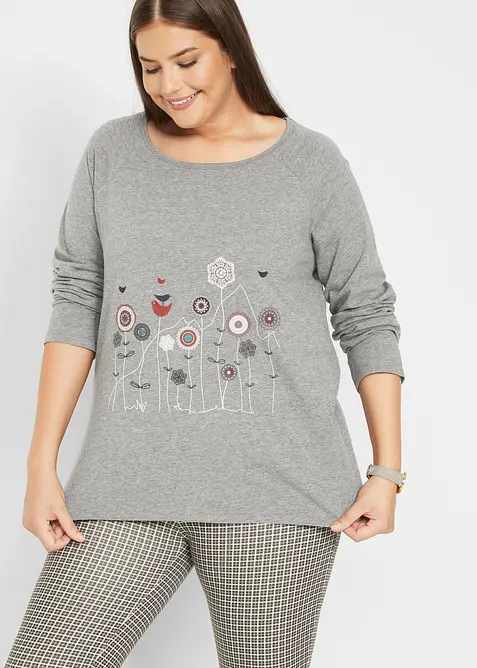 Oversize Longshirt mit Rundhalsausschnitt in grau von vorne (im Anschnitt) - bonprix
