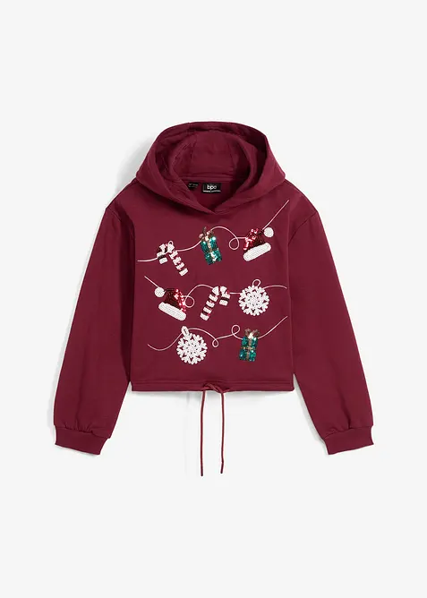 Hoodie aus reiner Bio-Baumwolle in rot von vorne - bonprix