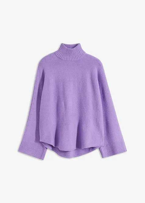 Pullover mit Stehkragen in lila von vorne - bonprix
