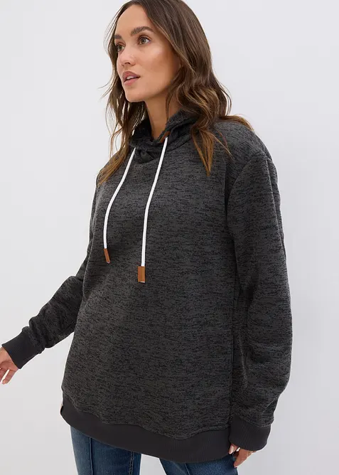 Long-Sweatshirt in grau von vorne (im Anschnitt) - bonprix