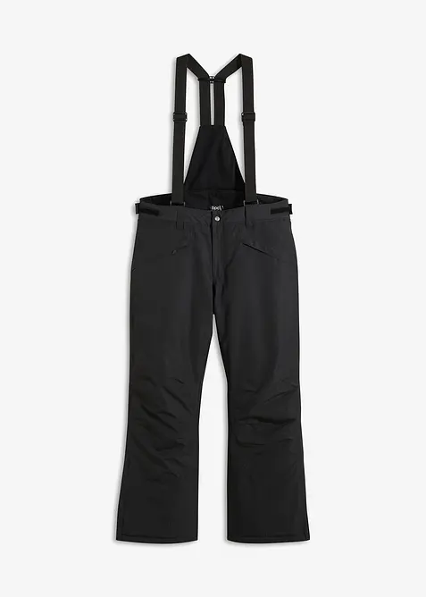 Wasserdichte Thermo-Funktionshose mit Hosenträgern in schwarz von vorne - bonprix