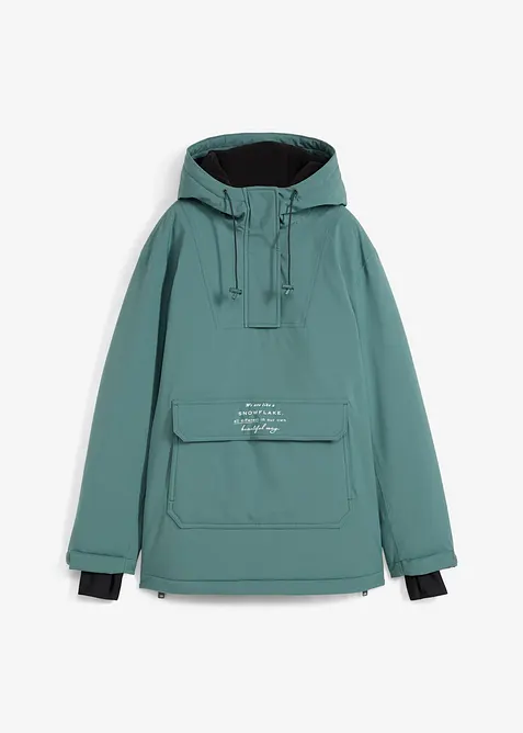 wasserdichte Ski-Funktions-Schlupfjacke mit Fleece-Futter in grün von vorne - bonprix