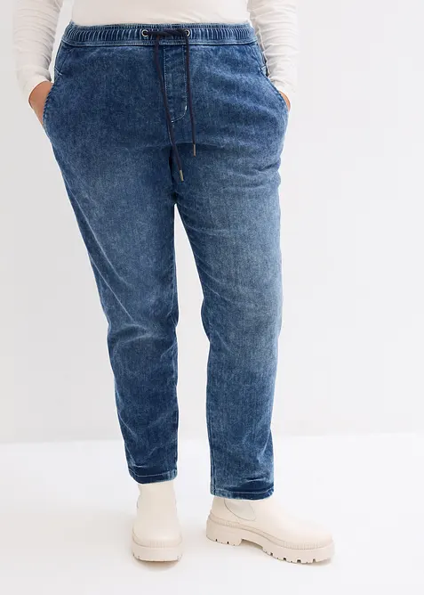 Boyfriend Jeans Mid Waist, Thermo in blau von vorne - bonprix