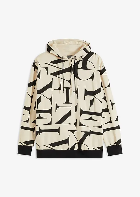 Kapuzensweatshirt in Loose Fit in beige von vorne - bonprix