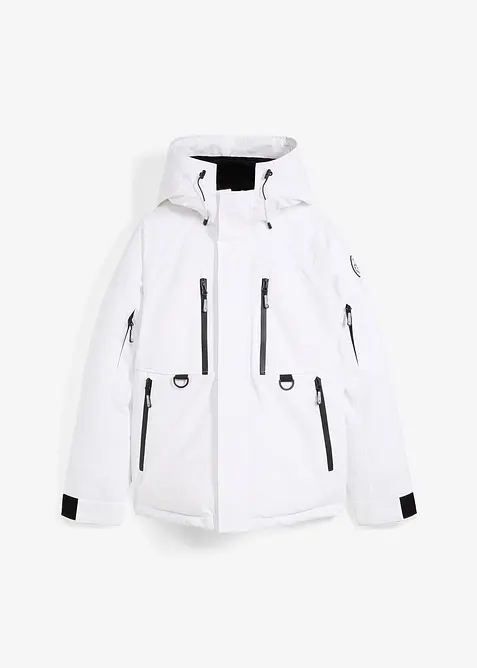 wasserdichte Ski-Jacke mit Schneefang in weiß von vorne - bonprix
