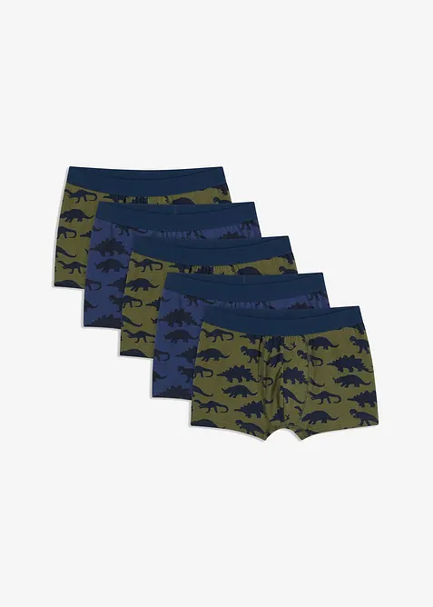 Boxershorts mit weicher Baumwolle (5er-Pack) in blau von vorne - bonprix