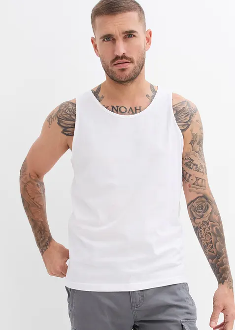 Tanktop in Regular Fit (3er Pack) in weiß von vorne (im Anschnitt) - bonprix