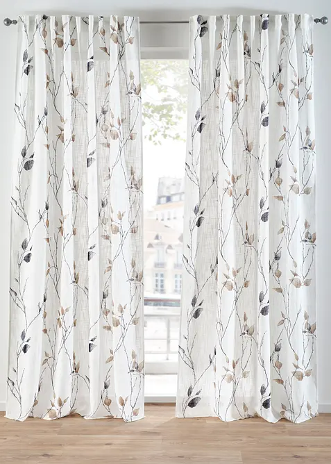 Halbtransparenter Vorhang mit Struktur (1er Pack) in beige - bonprix