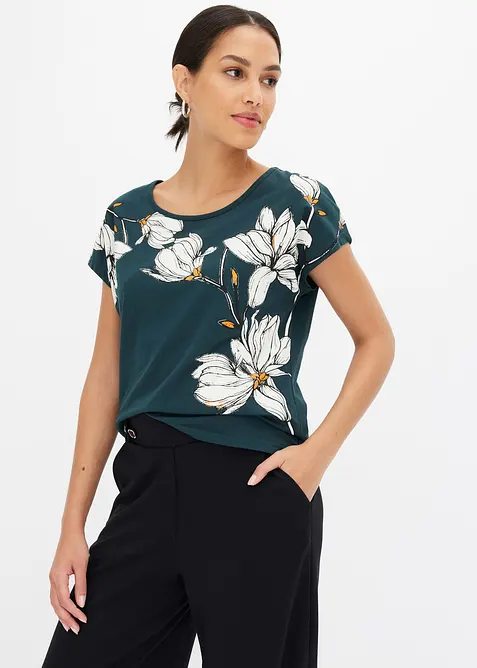 Shirt aus Bio-Baumwolle in grün von vorne (im Anschnitt) - bonprix