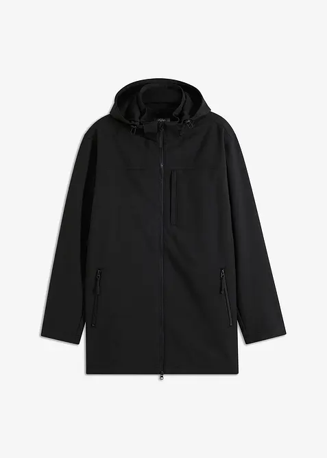 Wasserabweisender Softshell-Parka in schwarz von vorne - bonprix