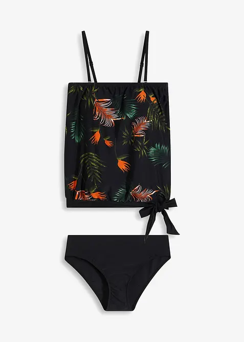 Bandeau-Tankini (2-tlg.Set) mit Multiway-Träger in schwarz von vorne - bonprix