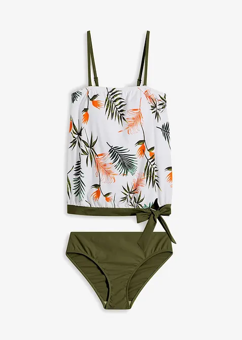 Bandeau-Tankini (2-tlg.Set) mit Multiway-Träger in weiß von vorne - bonprix