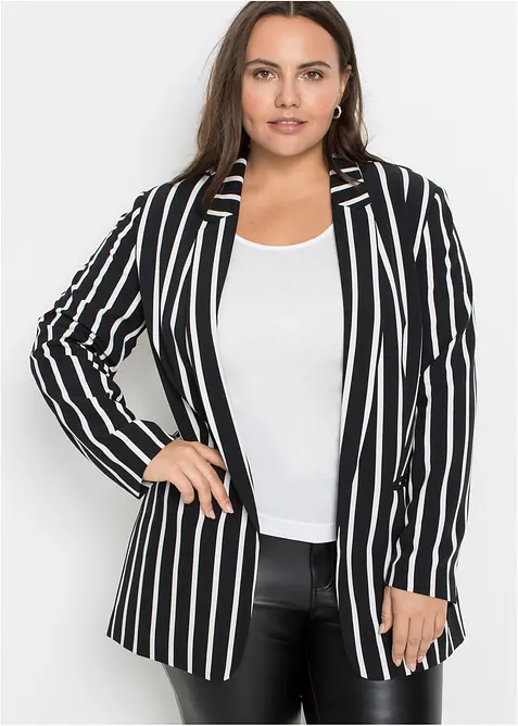 Blazer in schwarz von vorne (im Anschnitt) - bonprix