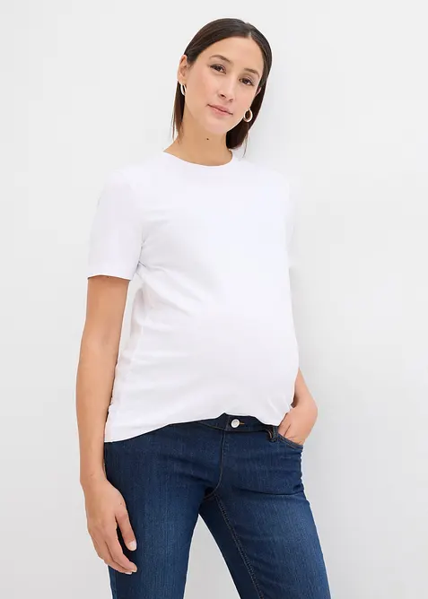 Umstandsshirts aus Bio-Baumwolle (2er Pack) in schwarz von vorne (im Anschnitt) - bonprix