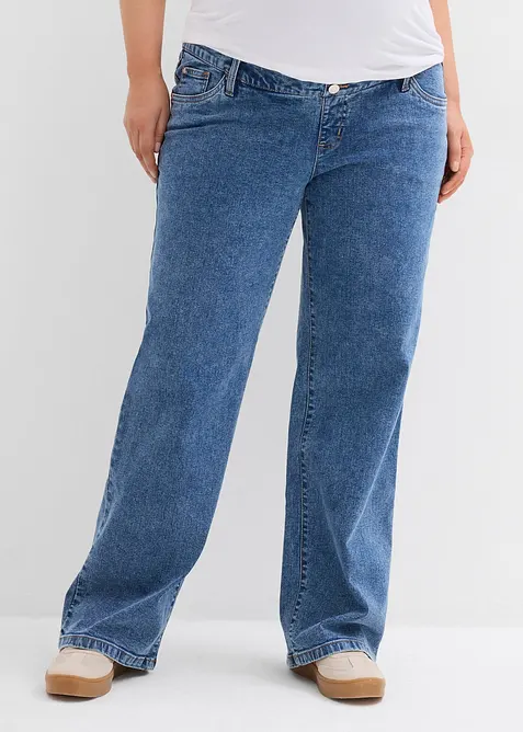 Umstandsjeans aus Bio-Baumwolle, Loose Fit in blau von vorne - bonprix