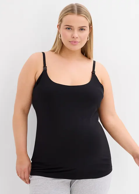 Stilltops aus Bio-Baumwolle (2er Pack) in schwarz von vorne (im Anschnitt) - bonprix