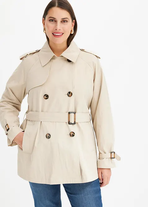 Kurze Trenchjacke in grün von vorne (Totalaufnahme) - bonprix