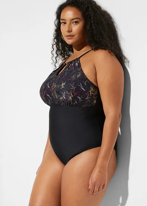 Medium Shape-Badeanzug in schwarz von vorne (Totalaufnahme) - bonprix