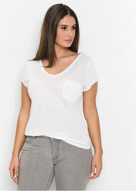 T-Shirt aus softer Viskose in weiß von vorne (im Anschnitt) - bonprix