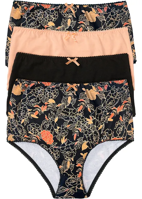 Highwaist Slip (4er Pack) in schwarz von vorne - bonprix